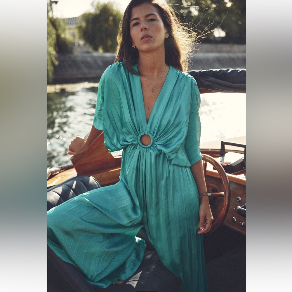 Zara Teal Jumpsuit with Ring Detail